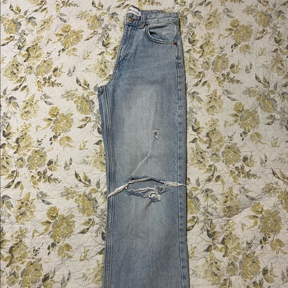 zara wide-leg full length ripped pants - Picture 2 of 4